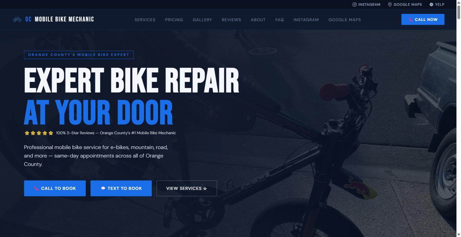 OC Mobile Bike Mechanic website preview